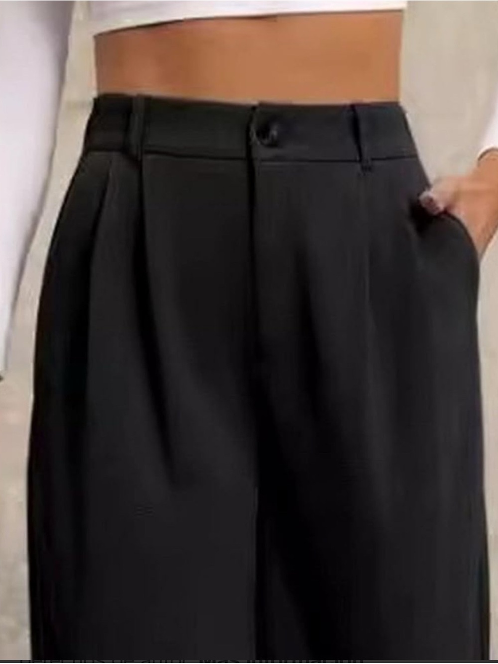 HALARA Black Wide-Leg Pleated Trousers